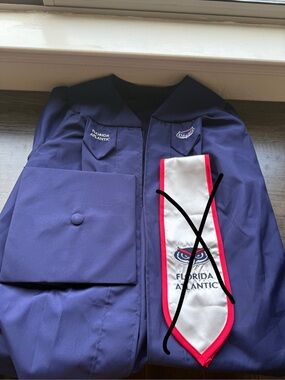 FAU Navy Graduation cap and Gown